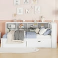 thumbnail image 2 of Wooden Full Size DayBed with 2 Drawers, DayBed with Storage Shelf and USB Charging Ports,White, 2 of 10