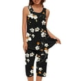 thumbnail image 2 of RQYYD Womens Tank Top Capris Outfits Workout Lounge Pajamas Set Loose Casual Sleeveless Shirts Cropped Pants with Pockets, 2 of 7