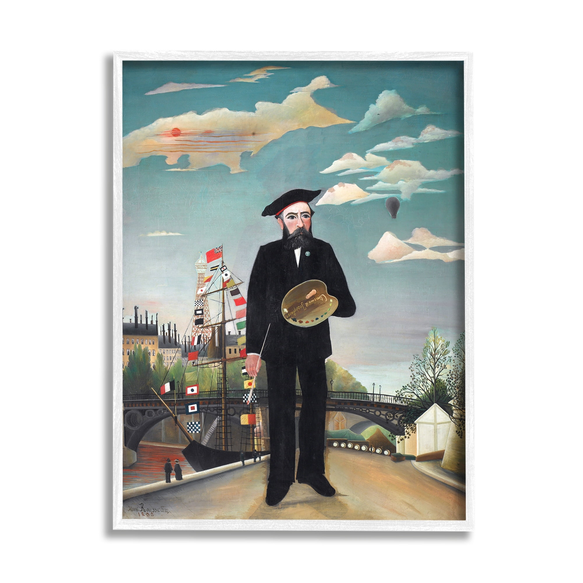 Stupell Industries Myself Self Portrait Henri Rousseau Classical Painting Painting White Framed Art Print Wall Art, Design by one1000paintings