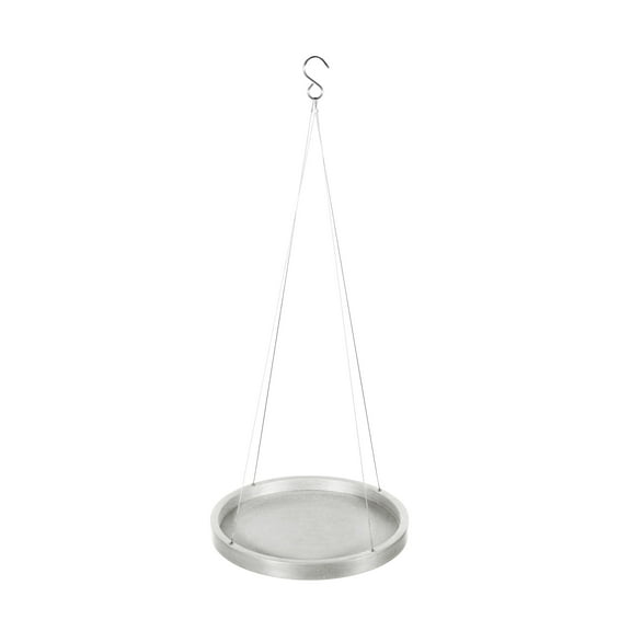 Ecopots Indoor/Outdoor Round Recycled Plastic Modern Hanging Saucer, White Grey, 14"
