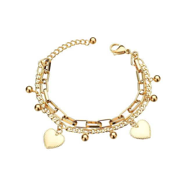 Pulsera para mujer, regalos para mujer, pulsera de corazón para mujer, pulsera de acero inoxidable, pulsera con dije de corazón