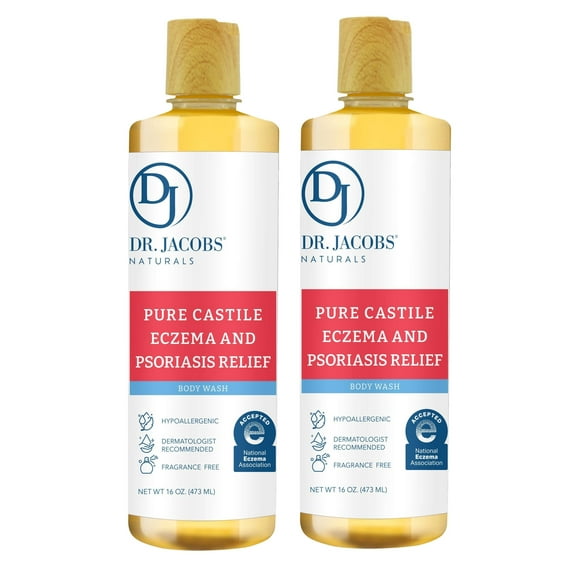 Dr. Jacobs Naturals Pure Castile Baby Wash for Eczema and Psoriasis Relief, Unscented 16 Oz 2-Pack
