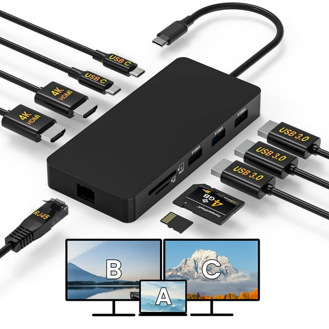 Estación de acoplamiento para laptop Fophmo USB-C con doble HDMI 4K y PD de 100 W