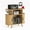 Oak, variant on Panapinka Mid-Century Rustic Round Turntable Storage Cabinet with Built-in Charging Station & USB Ports, Large Vinyl Record Player Stand with Open Storage Shelves
