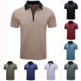 thumbnail image 6 of zfhfof Mens Quarter-Zip V Neck Polo Shirts Slim Fit Short Sleeve Athletic T-Shirt Summer Casual Work Shirt, 6 of 6