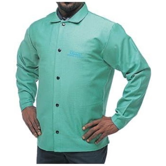 WELDAS 33-6630 30 Inch 9oz. Flame Retardant Cotton FR Green Welding Jacket Size XL