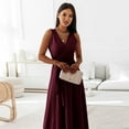 thumbnail image 6 of DHFJKG Summer Dresses Women Wedding Guest Dress Sleeveless Solid Color V Neck Belted Long Dress Comfortable Daily Wear Stylish Dresses, 6 of 7