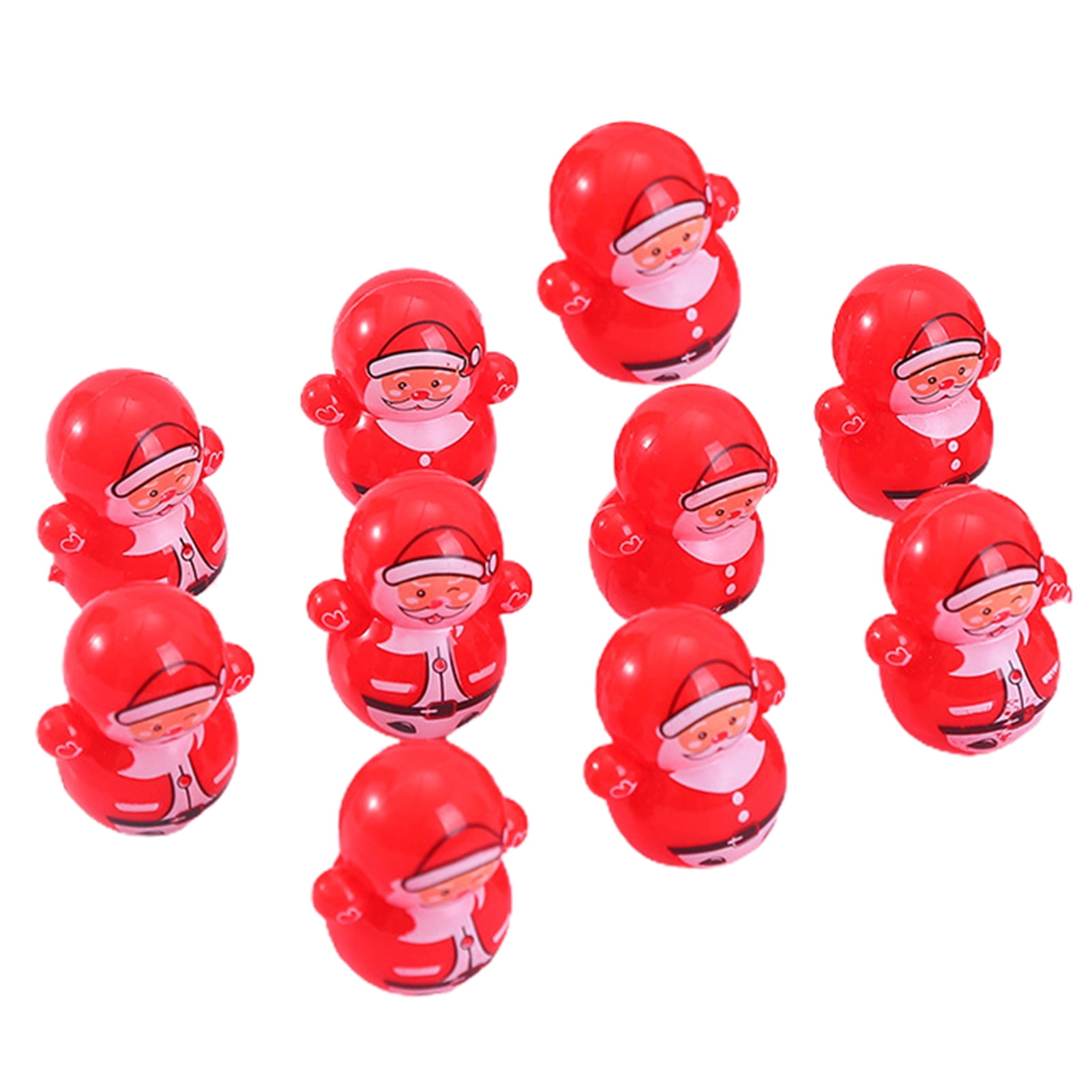 10Pcs Santa Tumblering Toy Cute Cartoon Red Color Santa Claus Self
