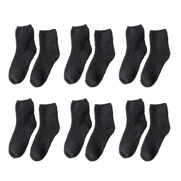 Sonducket 6 pares de calcetines, suministros de invierno, accesorios suaves para el hogar, calentador de pies de estilo japonés, medias de lana, Medias Gris oscuro