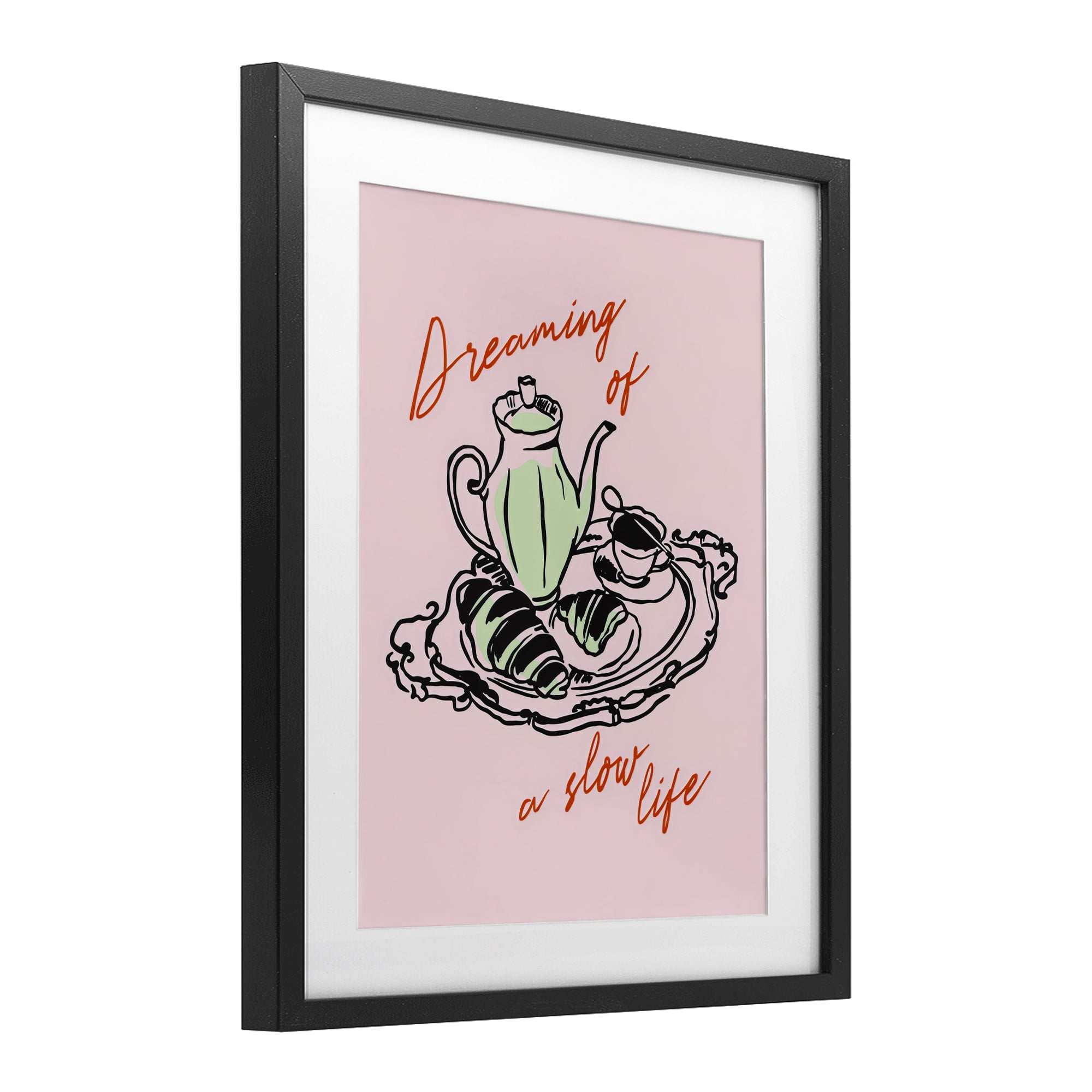 Stupell Industries Slow Life Tea Platter Black Framed Print Under Glass, design by The Prints Vibe