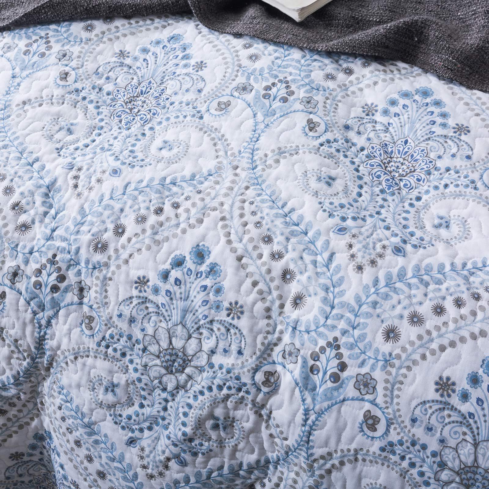 HoneiLife Blue Cotton Quilt Set, King - Reversible (3-Piece)