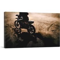 ARTCANVAS Dirt Bike Motocross Shadow Canvas Art Print - Size: 26" x 18" (1.50" Deep)