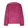 thumbnail image 4 of T Shirts for Women Womens Sequin Top Red Long Sleeve Sparkly Outfits for Women Shiny Tops Evening Tops Sparkly Holiday Tops for Women, 4 of 4