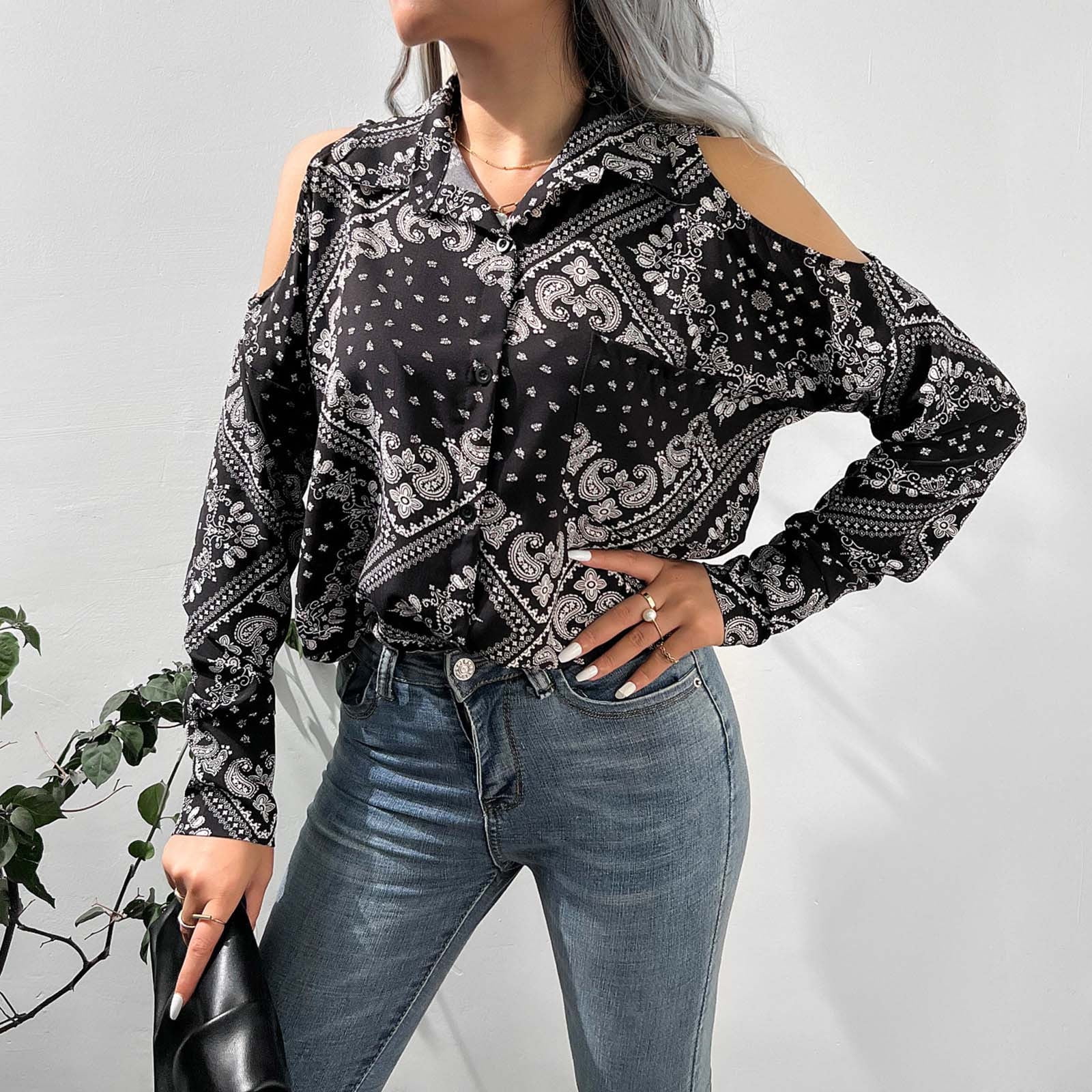Off shoulder single breasted blouse hotsell