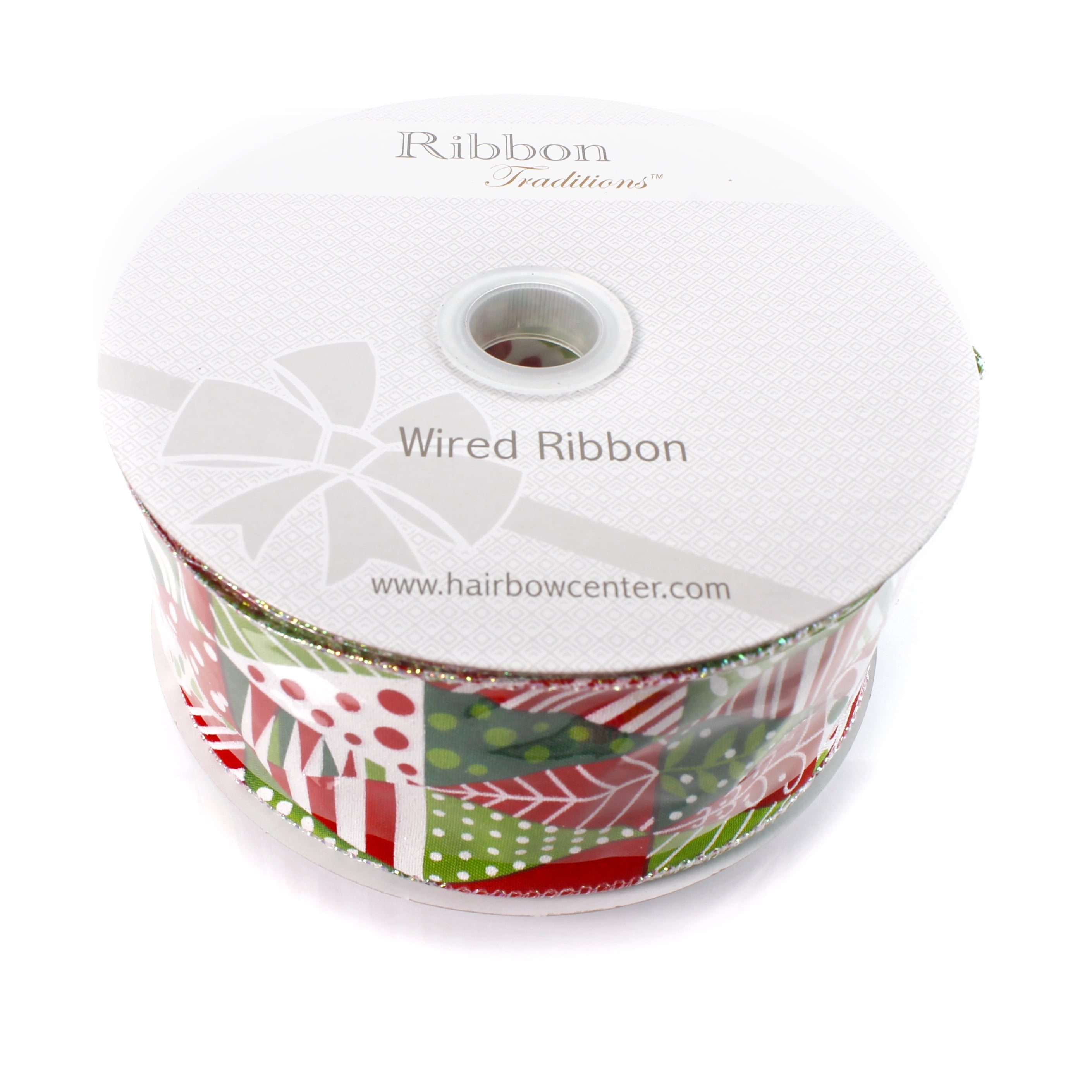 2 1/2" Wired Ribbon Vintage Scandi Christmas Trees 25yds