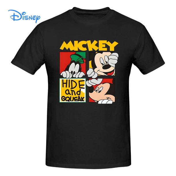 Disney Mickey Mouse HIDE AND GQUEAK T shirt Harajuku Short Sleeve T-shirt 100% Cotton Graphics Tshirt Brands Tee TopL Gao Jinjia LED