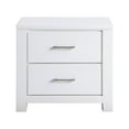 thumbnail image 2 of Benjara BM313194 26 in. Roni Nightstand with 2 Drawer & Embossed Design, White & Chrome Solid Wood, 2 of 5