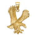 thumbnail image 3 of 14k Yellow Gold Satin Diamond-cut Eagle Pendant Charm, 3 of 4