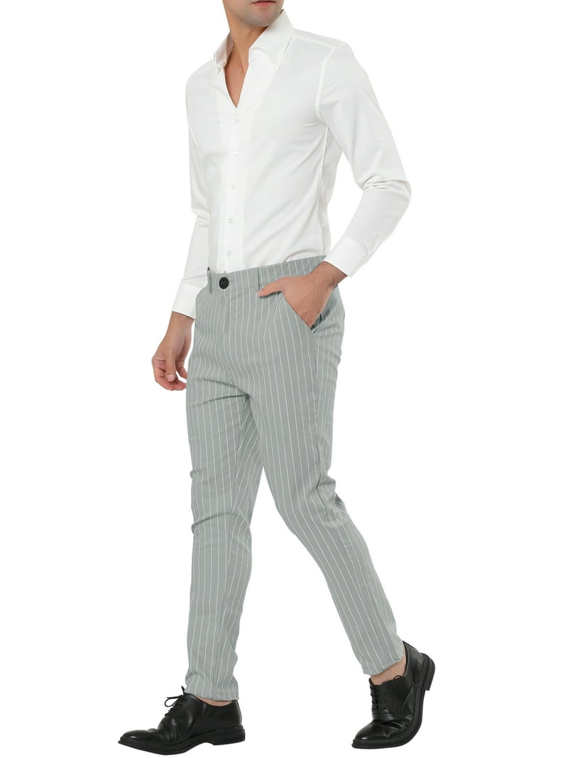 slim fit dress slacks Wessi Mens Grey Plaid Slim Fit Dress Pants main image 0