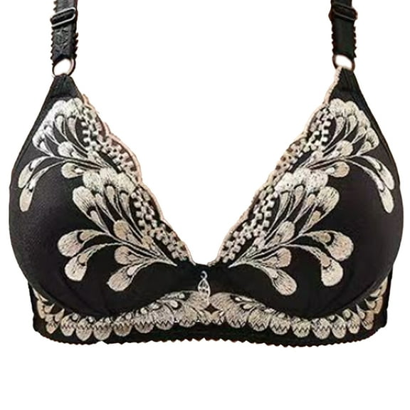 Sexy Hollow out Embroidery Bra Thin Cotton Cup Adjustable Underwear without Steel Ring
