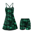 thumbnail image 5 of Psesaysky Womens Tennis Dress Cross Back Sleeveless Golf Dresses with Shorts and Pockets Scoop Neck Workout Athletic Dresses Green Flame Skull Print, Size L, 5 of 5