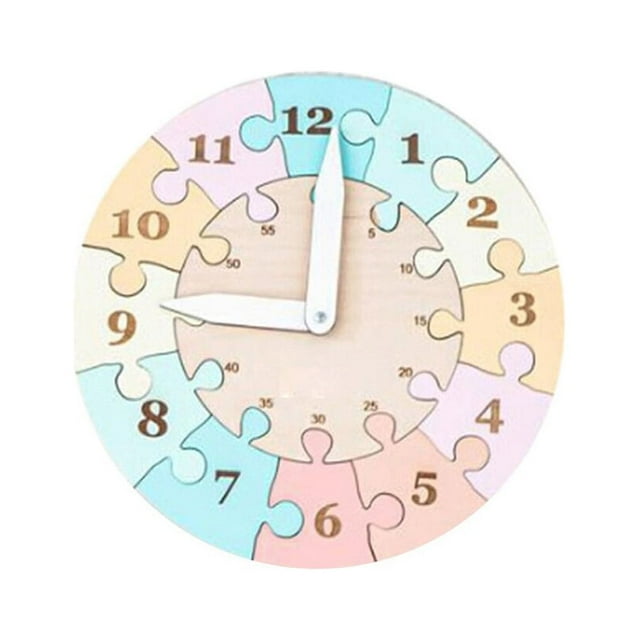 Wooden Shape Color Sorting Clock for Kids Teaching Time Number Blocks Puzzle Stacking Sorter Early Educational Toy Gift for Boys and Girls