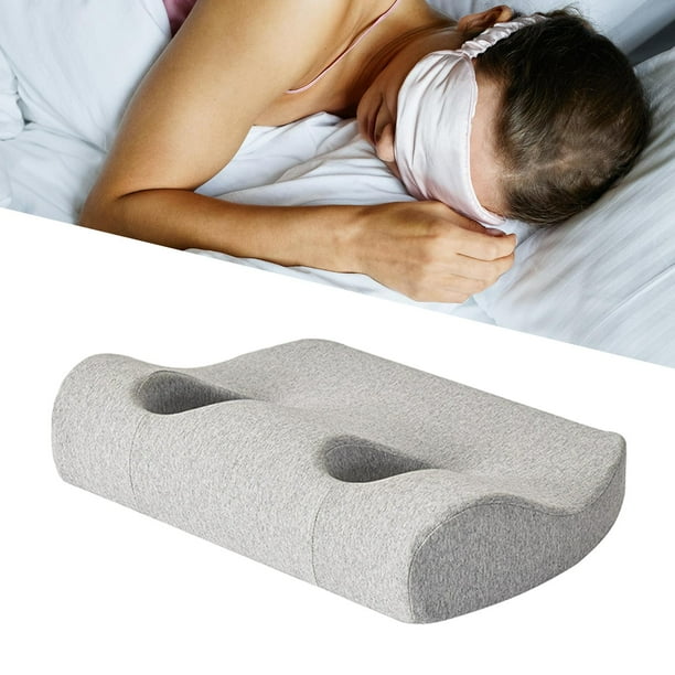 Almohada con orificio para la oreja Macarena Almohada ergonómica para dormir lateral transpirable Gris claro