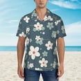 thumbnail image 3 of Qekee Blue Flower print Hawaiian Shirt for Men Short Sleeve Button Down Shirts Beach Tropical Casual Shirts, 3 of 9