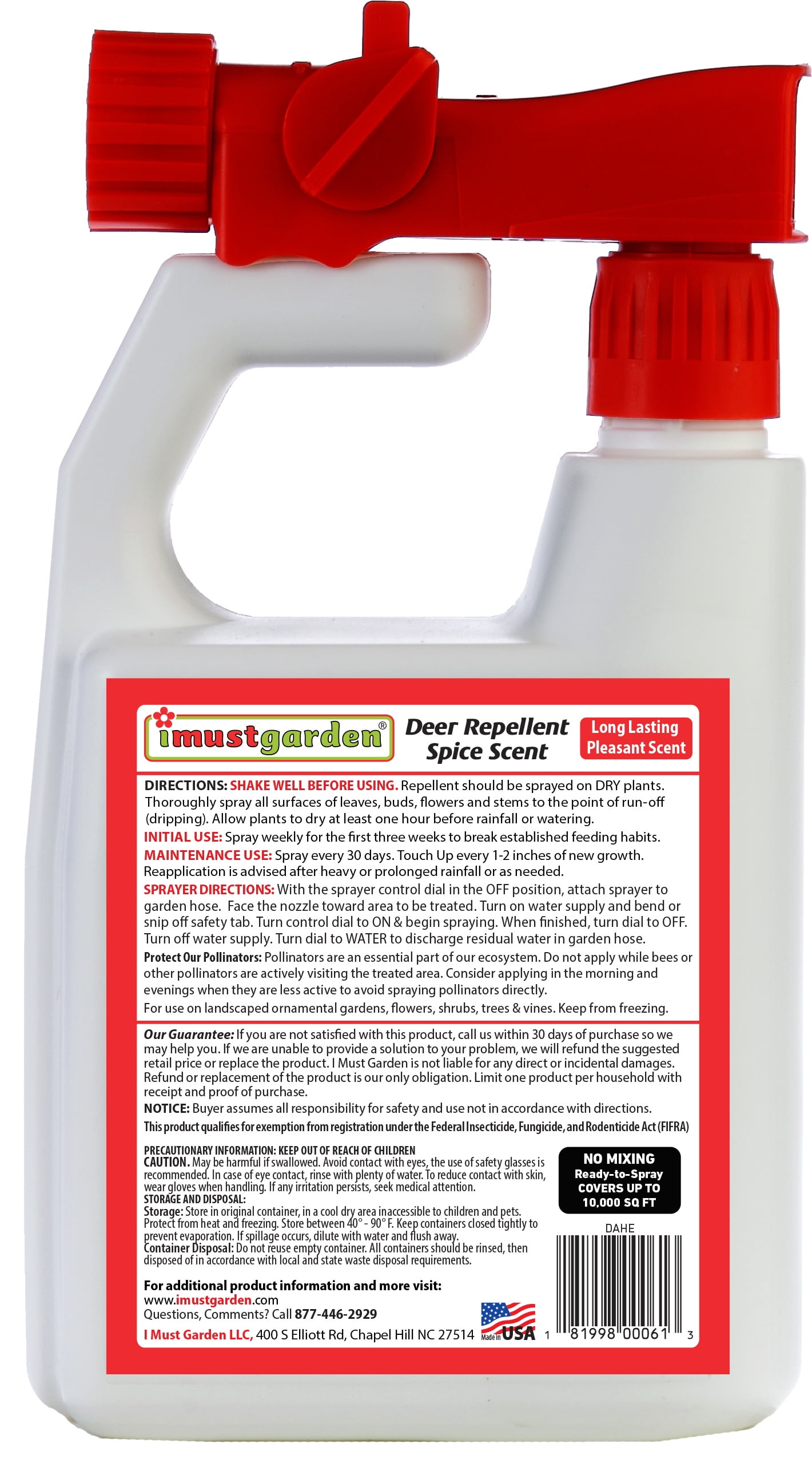 I Must Garden Deer Repellent: Spice Scent - 32oz Hose End Concentrate