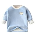 thumbnail image 2 of Cowsor Kids' Solid Color Fleece-Lined Long Sleeve Top - Round Neck Warm Pullover,Fit for Layering, Daily/School/Family Photos & Birthday Gifts, 6 Months-6 Years, 2 of 5