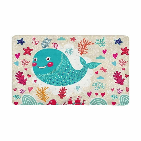 MKHERT Funny Whale Seahorse Starfish Cartoon Marine Illustration Doormat Rug Home Decor Floor Mat Bath Mat 30x18 inch