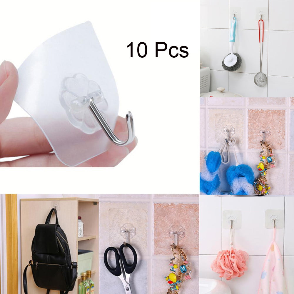 5 PCS Strong Transparent Suction Cup Sucker Wall Hooks Hanger Kitchen Bathroom 