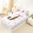 thumbnail image 4 of Erosebridal Dreamy Princess Bowknots Twin Sheet Sets,Cheetah Pattern Monogrammed J Bedding For Girly 3pcs, 4 of 6