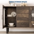 thumbnail image 6 of 47.2" Sideboard Buffet Cabinet with 2 Fluted Glass Doors & 3 Drawers, Modern Farmhouse Accent Coffee Bar with Adjustable Shelves for Kitchen, Living Room, Hallway, Walnut, 6 of 9