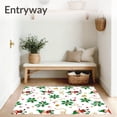 thumbnail image 3 of ODIKA 2'x3' Machine Washable Non-Slip Area Rug, Whimsical Christmas Elves Surrounded by Interlocking Holly and Bell High Traffic Rug with Pad, Red, 733624, 3 of 8