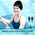 thumbnail image 7 of 2 Pack Large Swim Caps for Long Hair, Silicone Swimming Cap for Adult Women Men, Waterproof Swim Hats Bathing Caps to Keep Hair Dry with Bonus Nose Clip and Earplugs-B005, 7 of 7