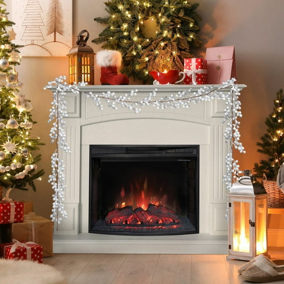 Cinvoph 6ft Christmas Berry Garland, 60 Tip Flexible Artificial Berry Vine, Winter Berry Garland for Mantle Xmas Tree Window Door Hanging Indoor Outdoor Holiday Decor, White