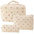 thumbnail image 2 of Bolsa de CosméTicos de Maquillaje Bolsa de Maquillaje Acolchada de AlgodóN de 3 Piezas Bolsa de Aseo Floral EstéTica para Mujer,F, 2 of 5