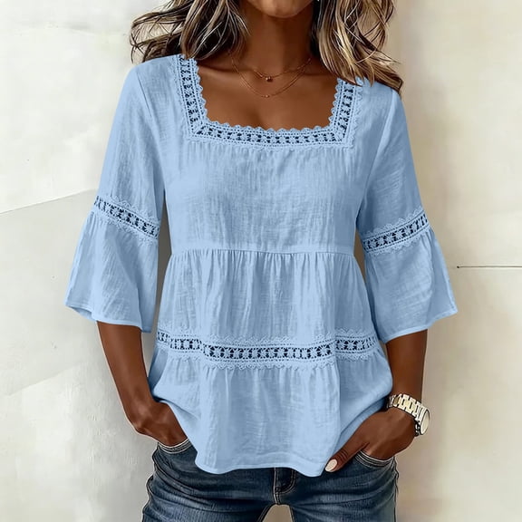 Women's Short Sleeve Crew Neck Solid Casual Blouse