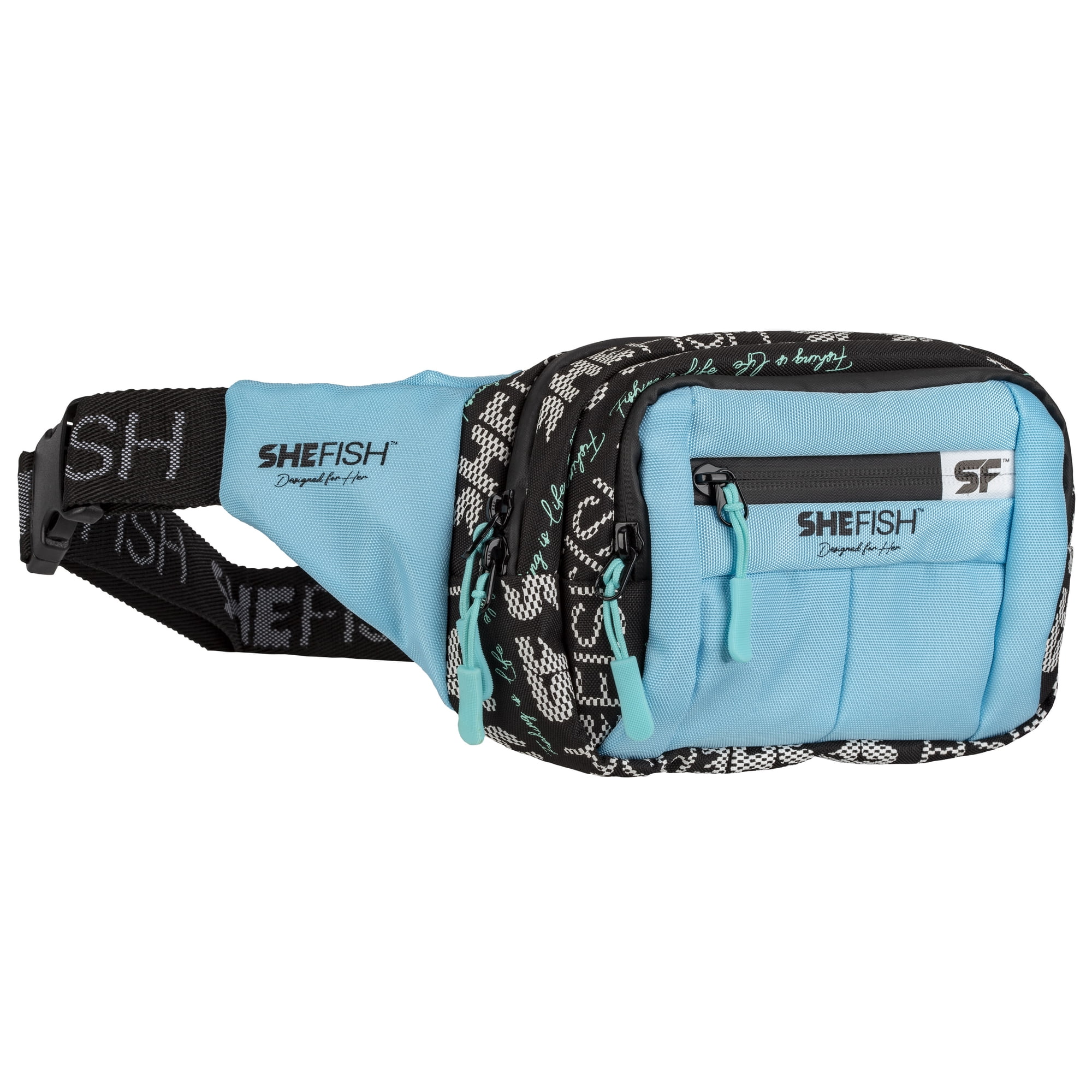 SheFish Teal Fanny Pack with empty tackle box