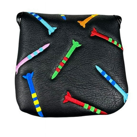 Magnetic Golf Putter Cover PU Mallet Putter Cover Portable Magnetic Closure Golf Head Cover Black