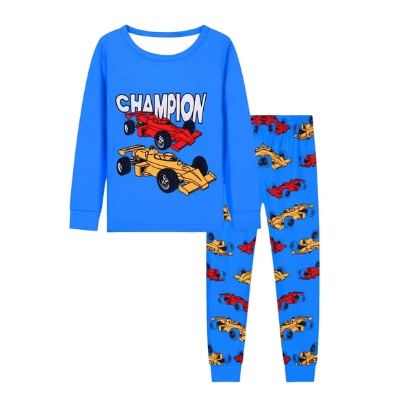 Wenfanal Boys Pjs Long Sleeve Boys Pajamas,Toddler Boy Clothes,Childrens Comfortable Set Cute Printing Long Sleeved Pajamas 2pcs Set Boys Fashion Size 7-8 Years,Blue