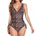 thumbnail image 1 of Women‘s One Piece Swimsuit Ruffle Halter V Neck Bathing Suit  Black, 1 of 7