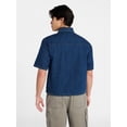 thumbnail image 4 of No Boundaries Denim Boxy Fit Shirt with Short Sleeves, Men's XS-4XLT, 4 of 6