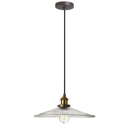 

Dainolite Single Pendant With Ribbed Glass Vintage Steel