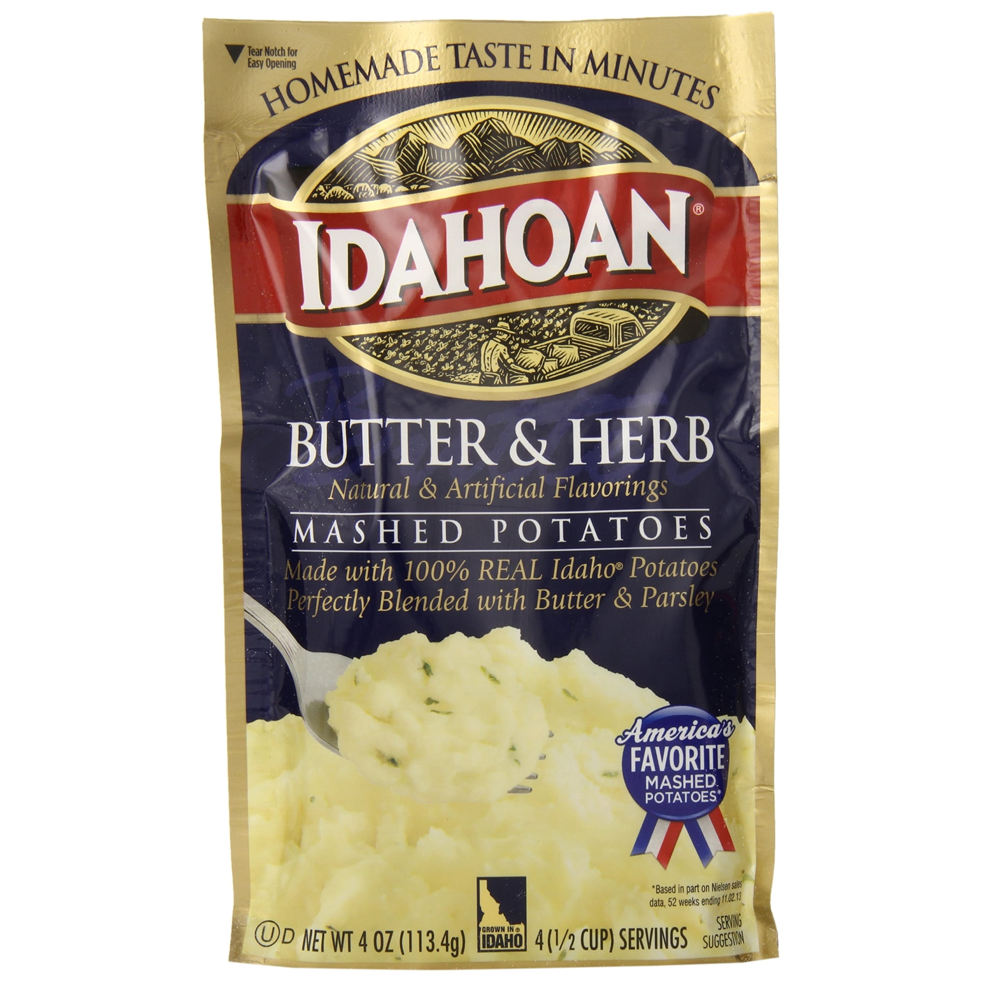 Idahoan Butter & Herb Mashed Potatoes 4 oz. (Pack of 6)