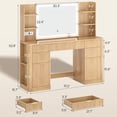 thumbnail image 6 of Afuhokles Fluted Makeup Vanity Desk with Lighted Mirror and 5 Drawer, Modern Dressing Table with Charging Station for Bedroom, Oak, 6 of 7