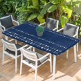 thumbnail image 2 of Rustic Botanical Table Cloths for 5 Foot Rectangle Tables, Japanese Herb on Navy Blue Simple Art Patio Waterproof Elastic Fitted Tablecloths, Washable Rectangular Table Cover for Camping, 2 of 8