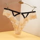thumbnail image 3 of Tanga grande de malla de encaje con lunares para mujer, pantalones tipo T de algodón de cintura baja, transparente, hueco y sin costuras, con entrepierna triangular, 3 of 5