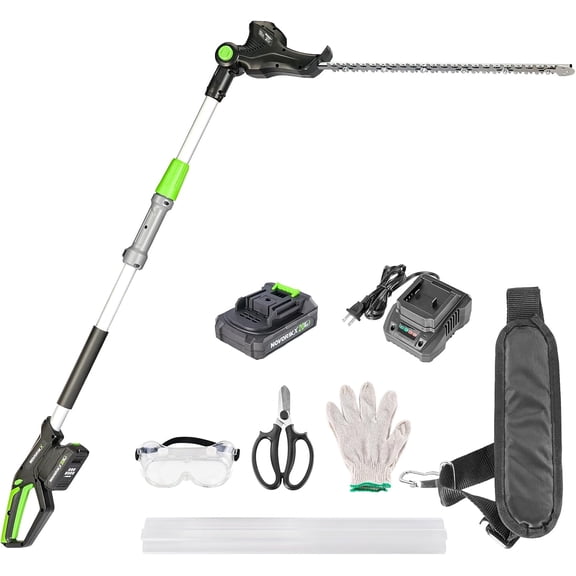 MY.Pole Hedge Trimmer Cordless 20V with Battery Powered 20-Inch Electric Hedge Trimmers 10-FT Reach with Extension Pole Multiple Angles for Shrubs Pruning Bush Trimmer